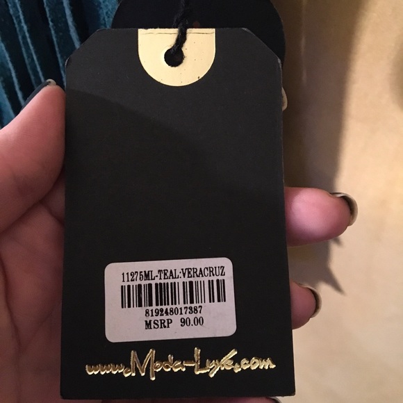 NWT MODA Luxe Teal Suede Fringe bag - Picture 5 of 8